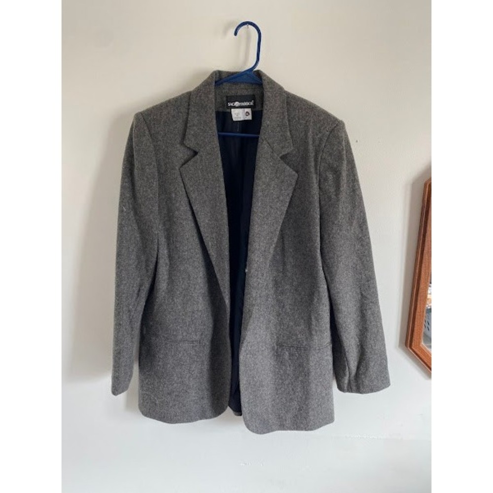 Sag‎ Harbor Mens Gray Wool Blend Blazer Jacket F83000H Heathered Gray Size 12